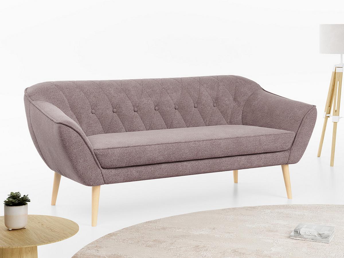 SOFA Pirs 3 Sitzer Strukture Rosa - Rosa/Braun, Holz/Textil (180/75/74cm) - MKS