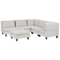 ECKFSOFA Modul 5-Sitzer linksseitig Hellbeige Stoff mit Ottomane Unstad - Beige/Schwarz, Textil (228/228cm) - Beliani