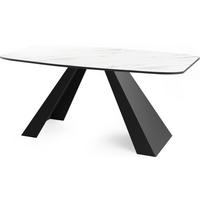 ESSTISCH Monte rechteckig ausziehbar, Marmor Weiß 160-200/80/76 cm - Ecru/Schwarz, Holzwerkstoff/Metall (80/198/76cm) - WFL GROUP