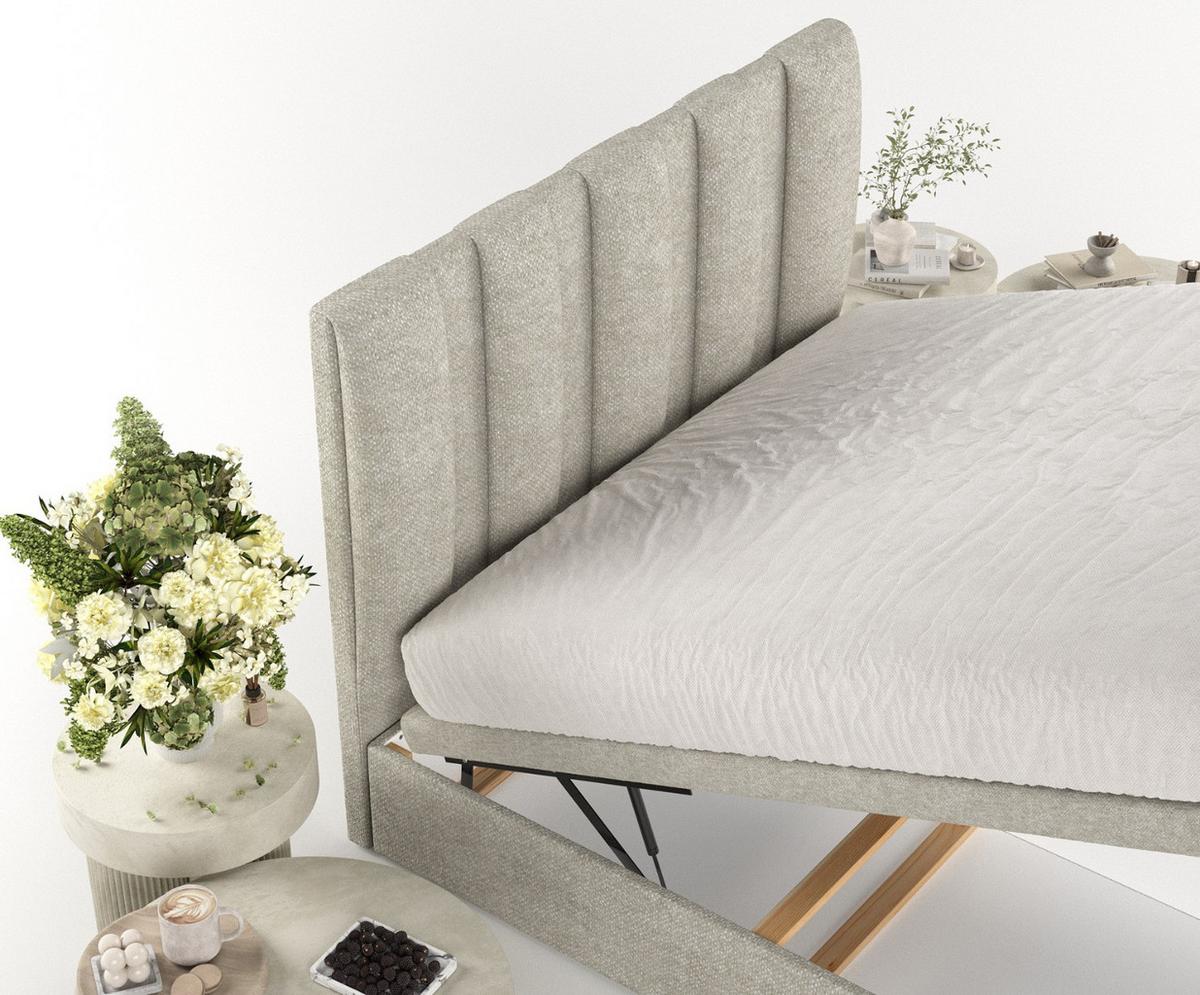 POLSTERBETT Orta mit Stauraum 160/200 cm Beige im Alta Stoff - Beige/Schwarz, Holz/Holzwerkstoff (160/200cm) - AltaBeds