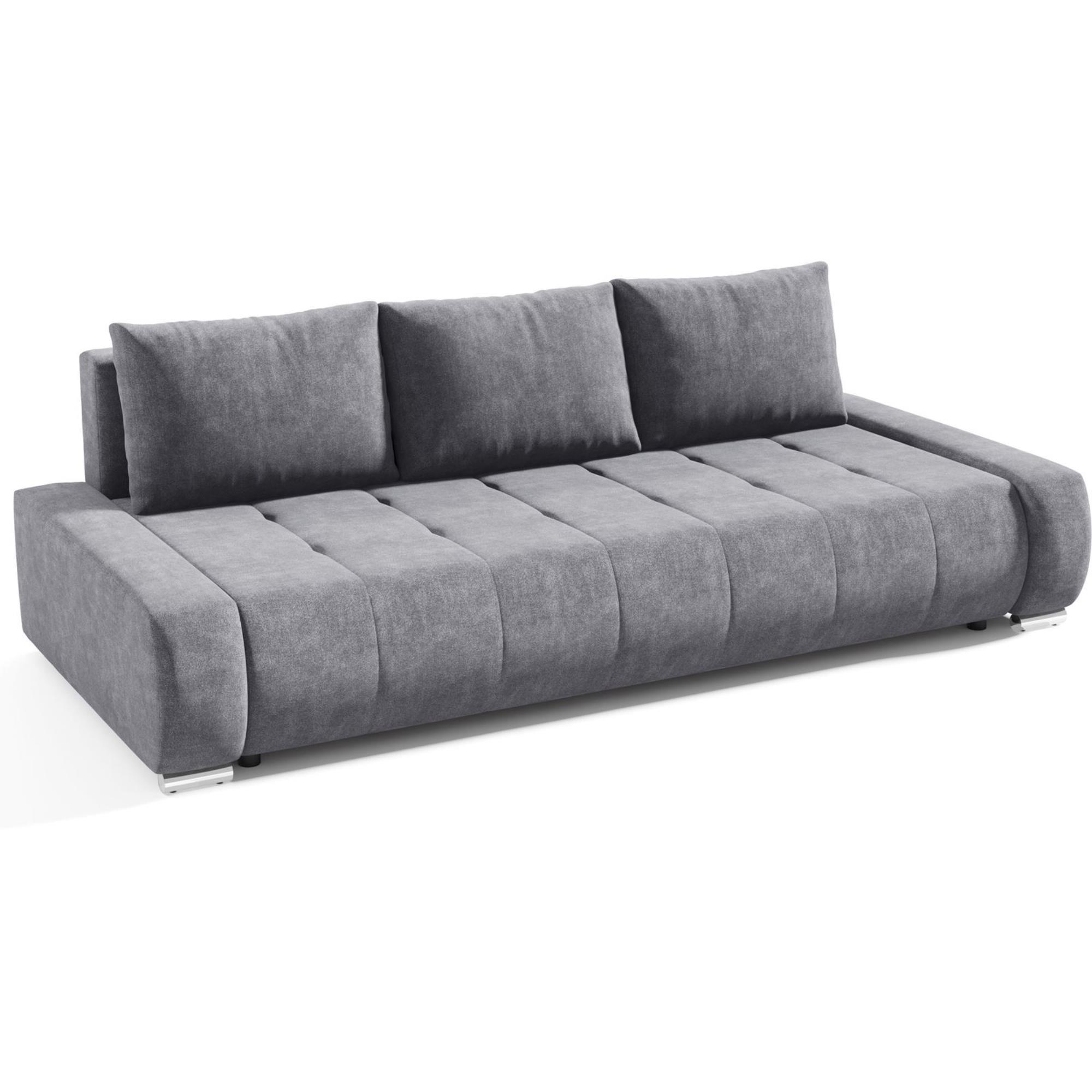 SCHLAFSOFA Draco 3-Sitzer, mit Bettkasten, Grau - Grau, Textil (240/85/110cm) - Beautysofa