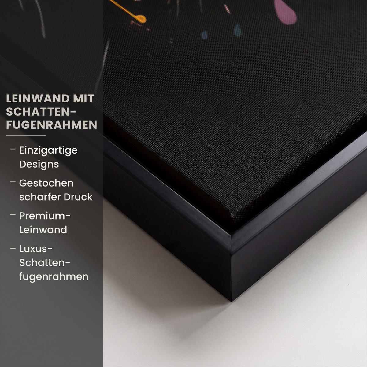 LEINWAND Bilder mit Rahmen - Elefant - Graffiti - Schwarz - Tiere - Farben - 60x90 - Schwarz, Textil (60/90cm) - MuchoWow