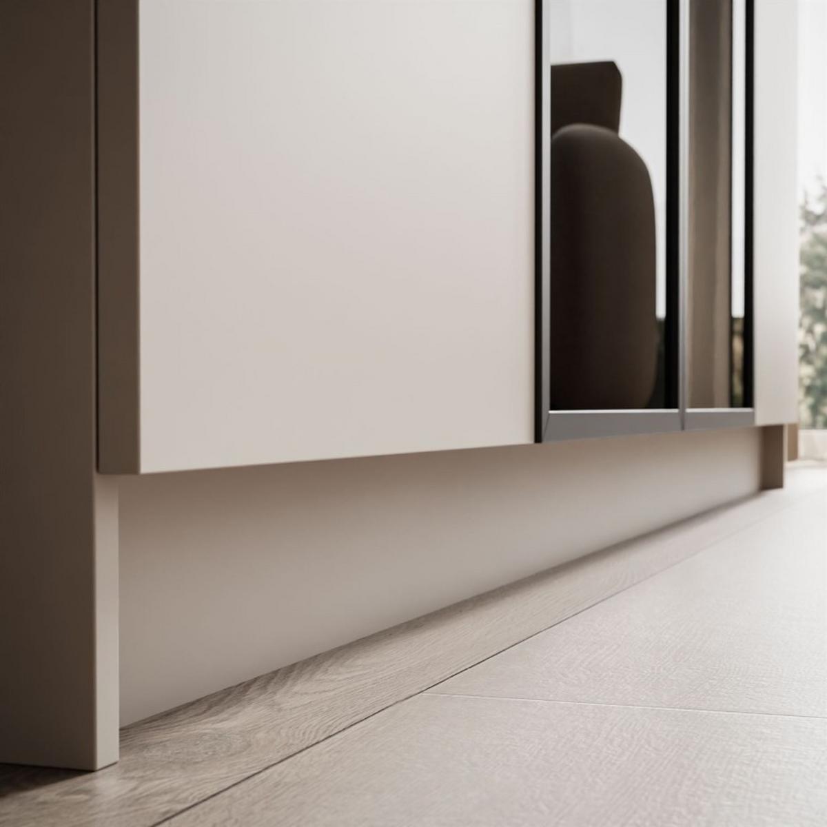 VIERTÜRIGER Schrank ATRIUM mit Glasfront - Kaschmir, Holzwerkstoff (200/210/57cm) - Lookway