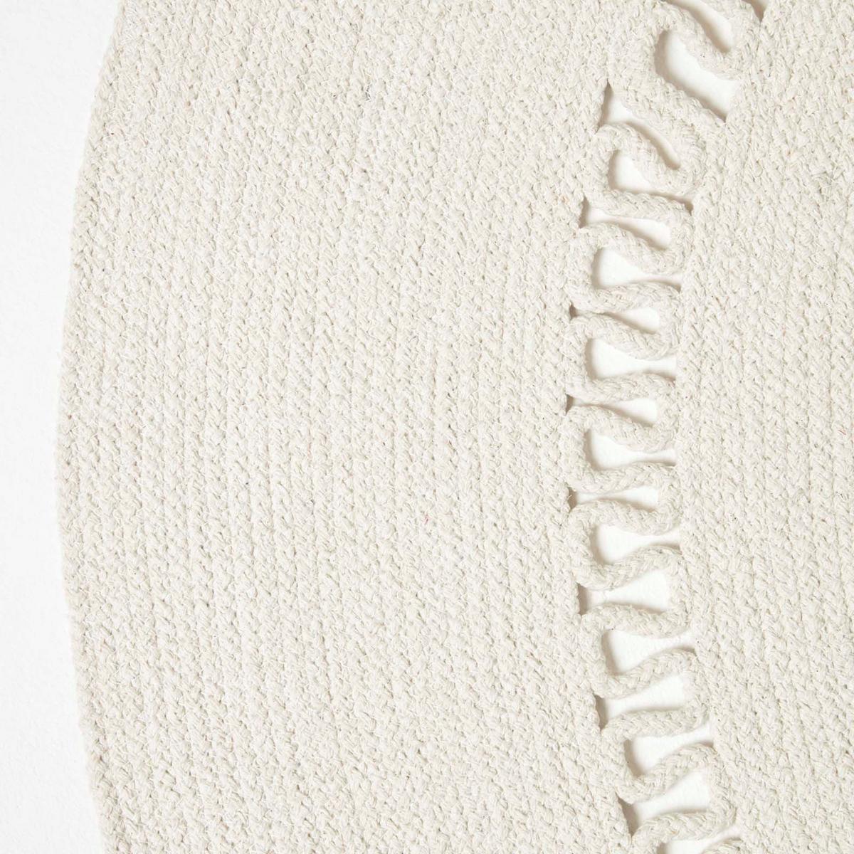 TEPPICH geflochten rund mit Häkel-Muster 120 cm - Creme, Textil (120/120cm) - Homescapes