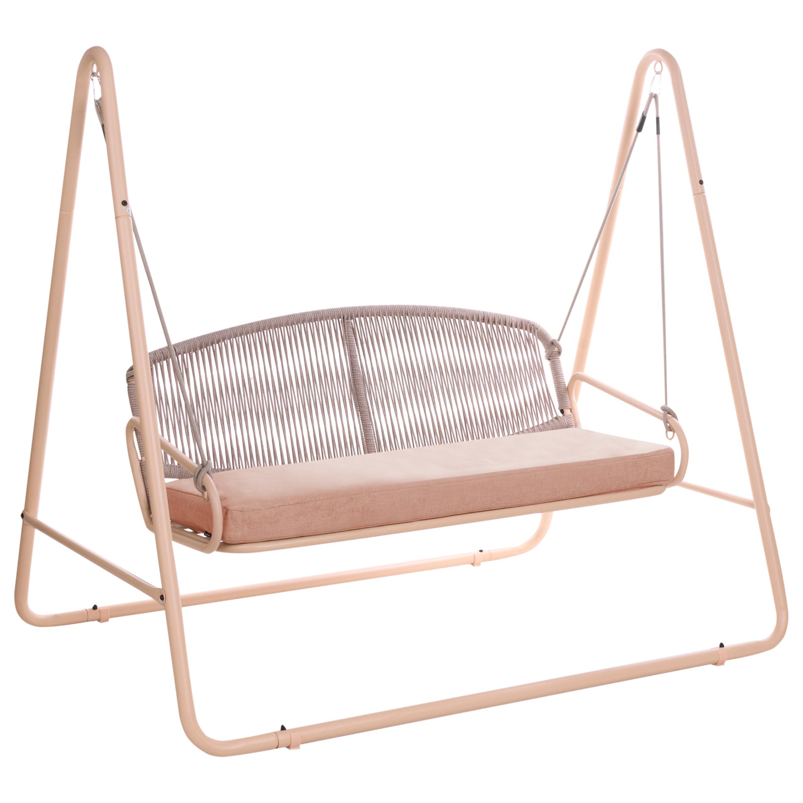 HOLLYWOODSCHAUKEL Metall Braun Norcia - Beige/Braun, Metall (172/156/119cm) - Beliani