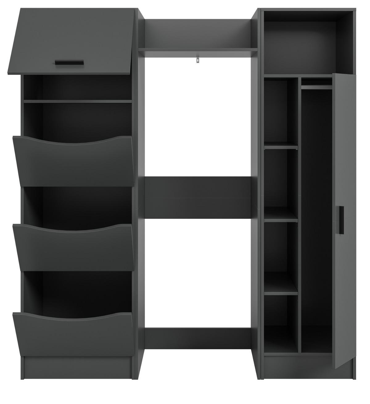 WASCHMASCHINENSCHRANK grau Set 3-teilig 176 x 196 cm, viel Stauraum - Schwarz/Grau, Holzwerkstoff/Kunststoff (176/196/68cm) - Inn.Furn