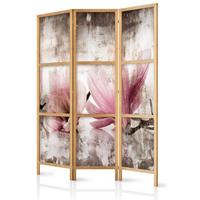 PARAVENT Japanischer 3-tlg 135x172 cm Vintage Magnolien - Multicolor, Holz/Textil (135/172/3cm) - Muralo