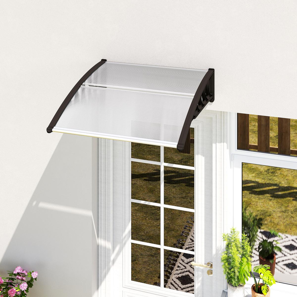 PULTVORDACH, Vordach, Alu, Schwarz - Schwarz, Kunststoff (96.5/27/103cm) - Outsunny