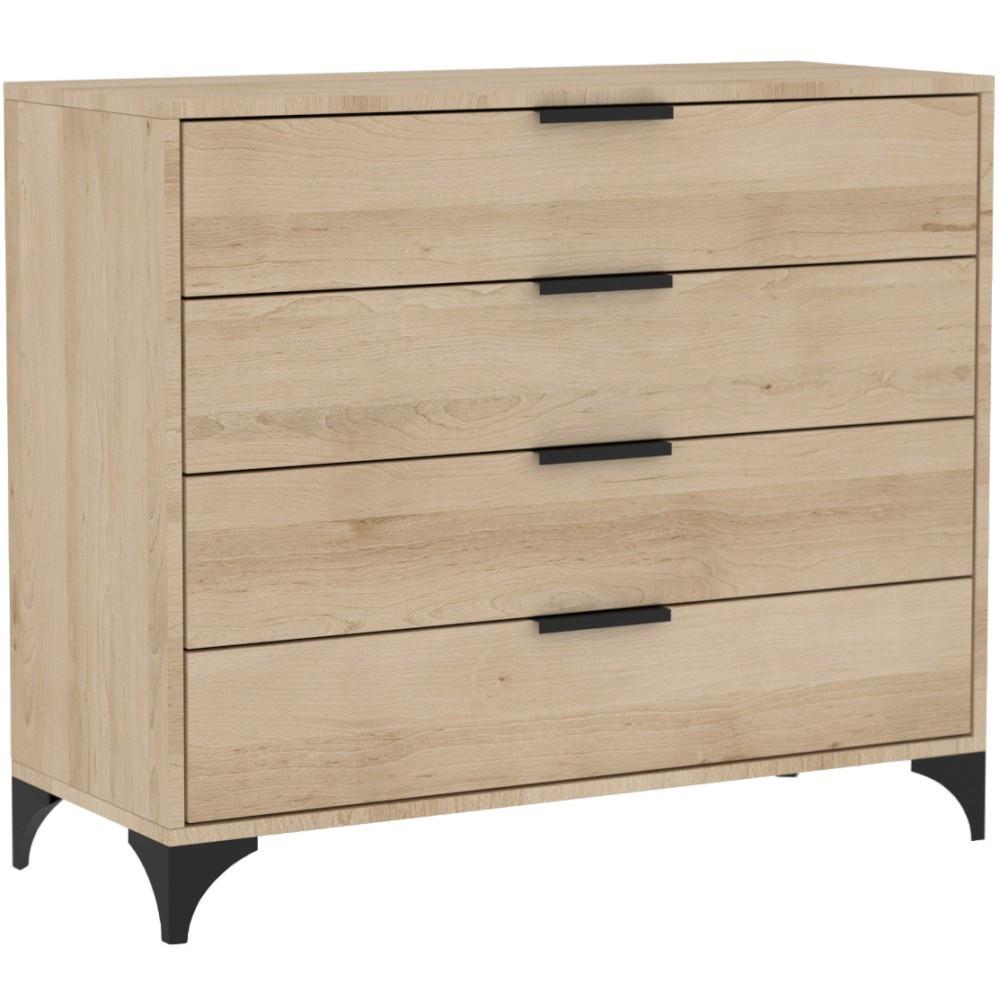 KOMMODE Home mit 4 Schubladen, 100 cm, mit Griffen, eiche Artisan - Schwarz/Eiche Artisan, Holzwerkstoff (80/85/40cm) - Beautysofa