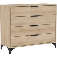 KOMMODE Home mit 4 Schubladen, 100 cm, mit Griffen, eiche Artisan - Schwarz/Eiche Artisan, Holzwerkstoff (80/85/40cm) - Beautysofa
