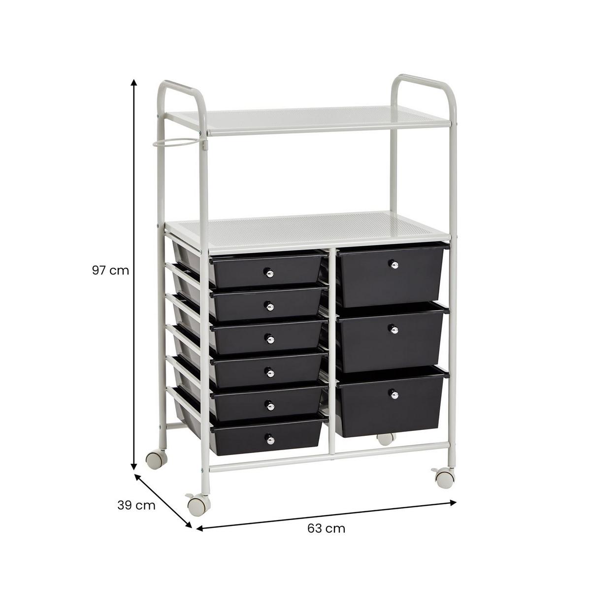 BADROLLWAGEN MARITA weiß/schwarz - Schwarz/Weiß, Kunststoff/Metall (63/97/39cm) - IDIMEX