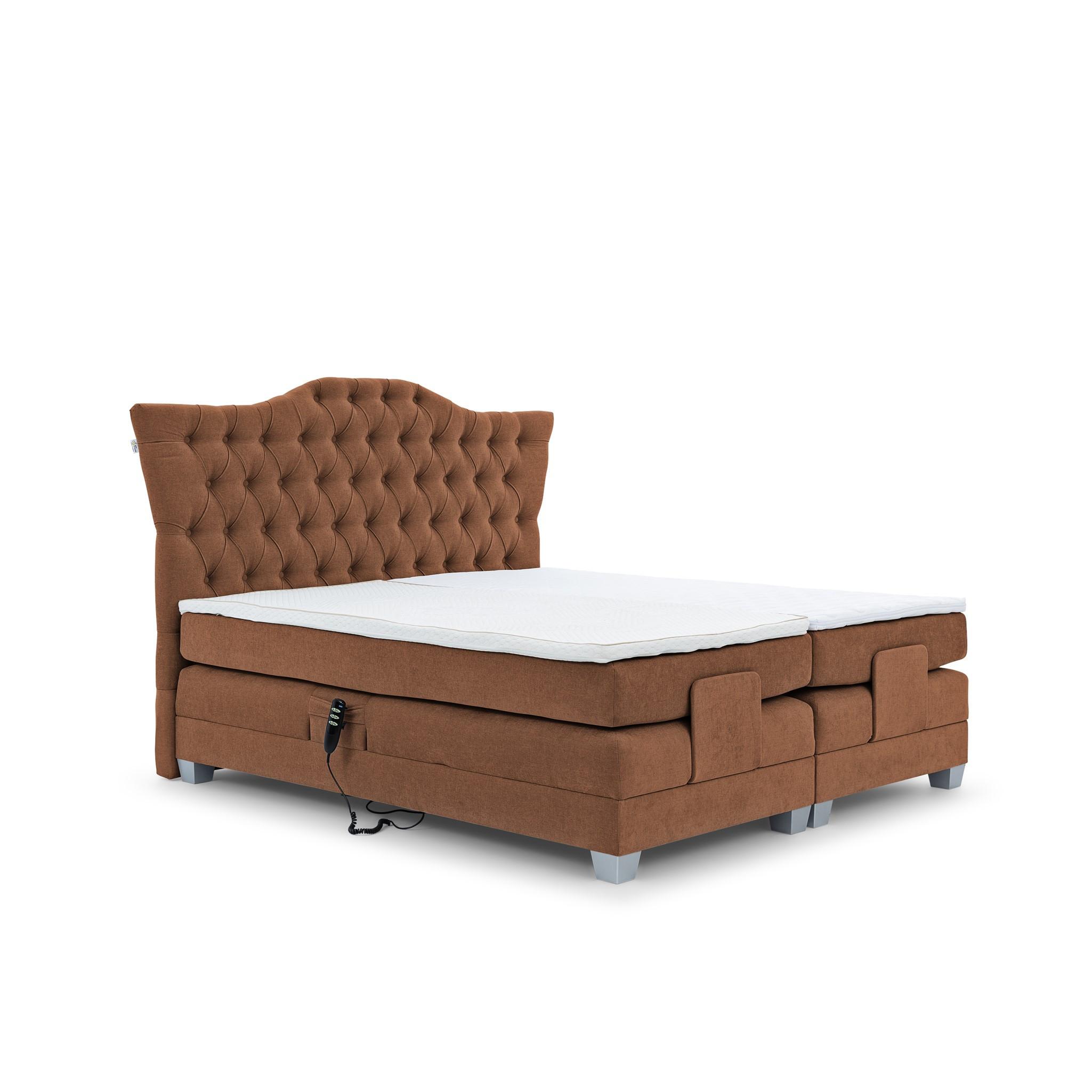 BOXSPRINGBETT Bett Elektrisch Fausto - Rotbraun, Holzwerkstoff/Textil (160/200cm) - Fun Möbel