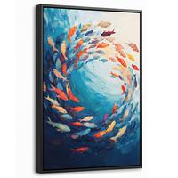 LEINWAND Bilder mit Rahmen - Meer - Fische - Bunt - Dynamisch - 20x30 - Hellblau, Textil (20/30cm) - MuchoWow