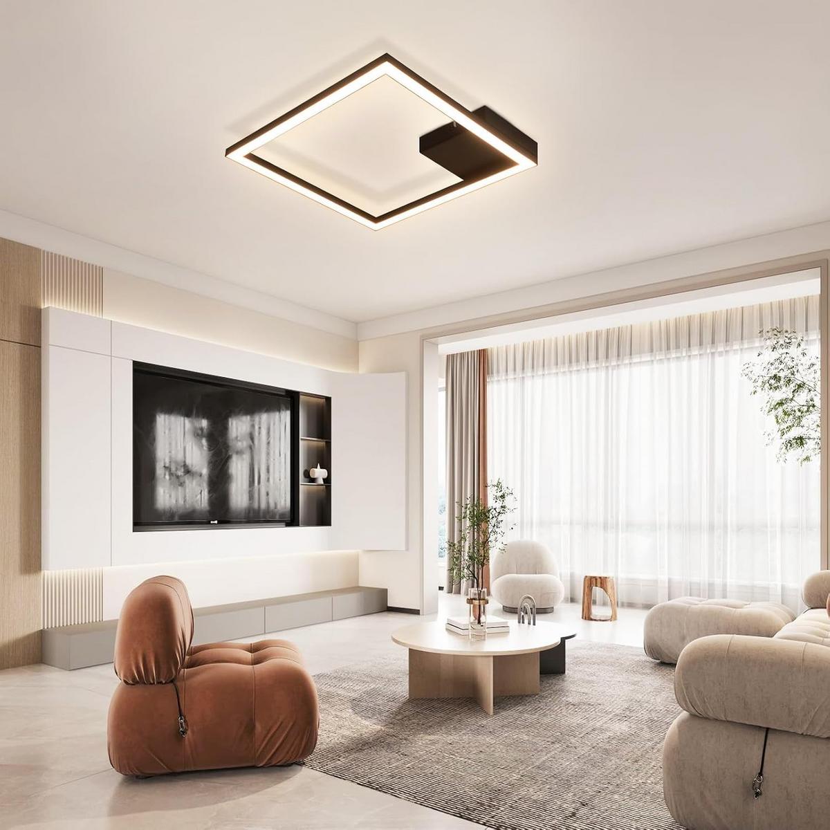 LED-DECKENLEUCHTE Wehrfluch 29.4/3.8/29.4 cm - Schwarz, Metall (29.4/29.4/3.8cm) - ZMH