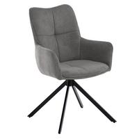 ARMLEHNENSTUHL Pecto mit Drehfunktion und schwarzem Metallgestell, Dunkelgrau - Dunkelgrau/Schwarz, Metall (43/93/55cm) - Beautysofa