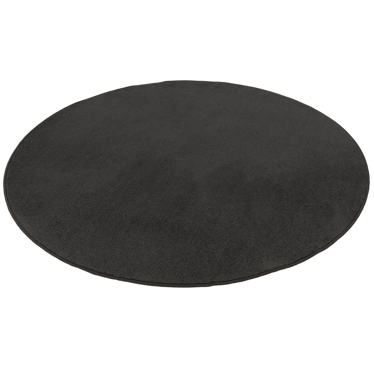 TREND VELOURS TEPPICH JOY RUND - Schwarz, Textil (100/100cm) - Snapstyle