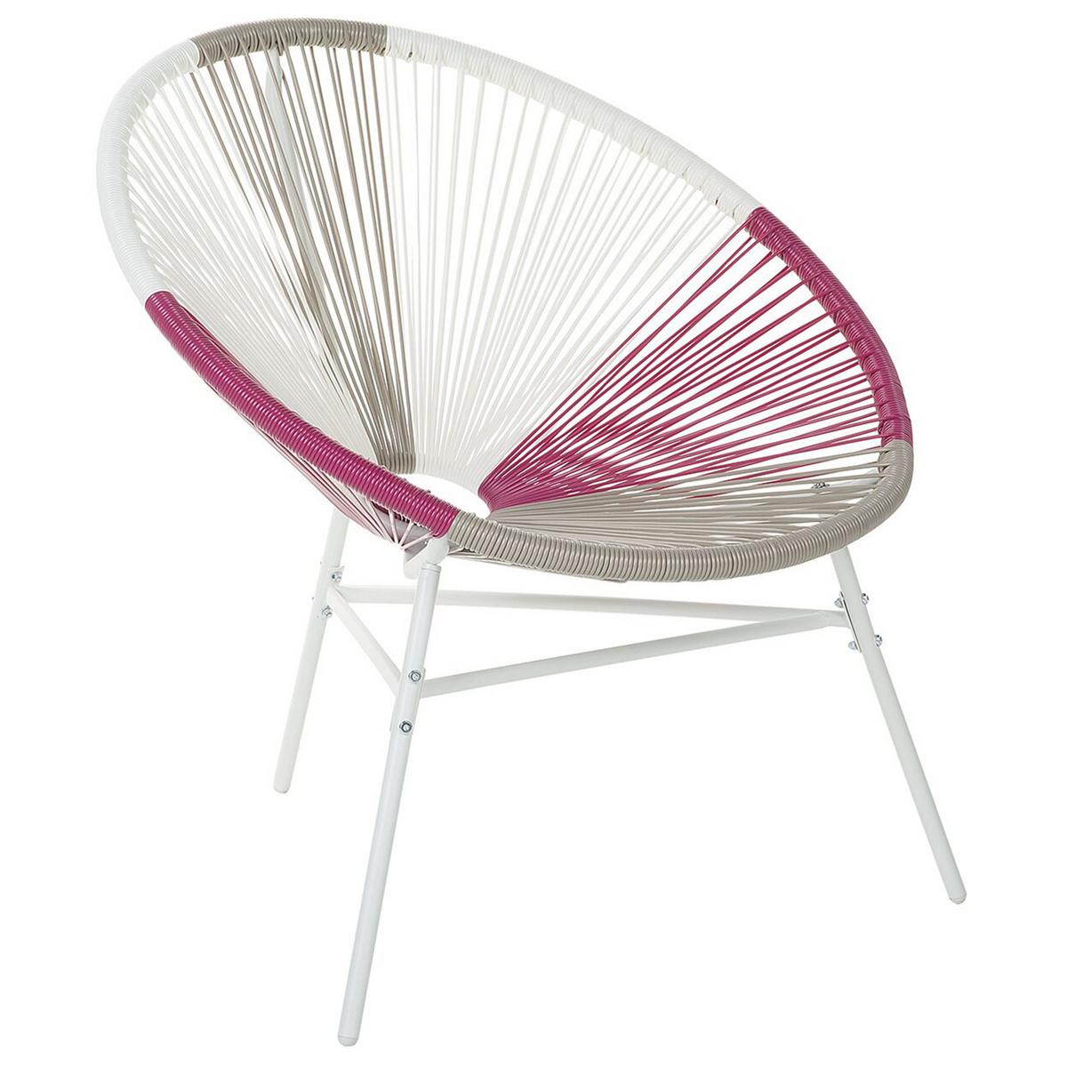 RATTANSTUHL Kunststoff weiß/beige/rosa 76 cm Acapulco - Pink/Beige, Kunststoff (76/85/76cm) - Beliani