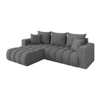 ECKSOFA mit Schlaffunktion Ottomane Links MILA-L-v1 277x195x86 Grau Velours - Taupe/Schwarz, Holzwerkstoff/Kunststoff (277/194cm) - ALTDECOR