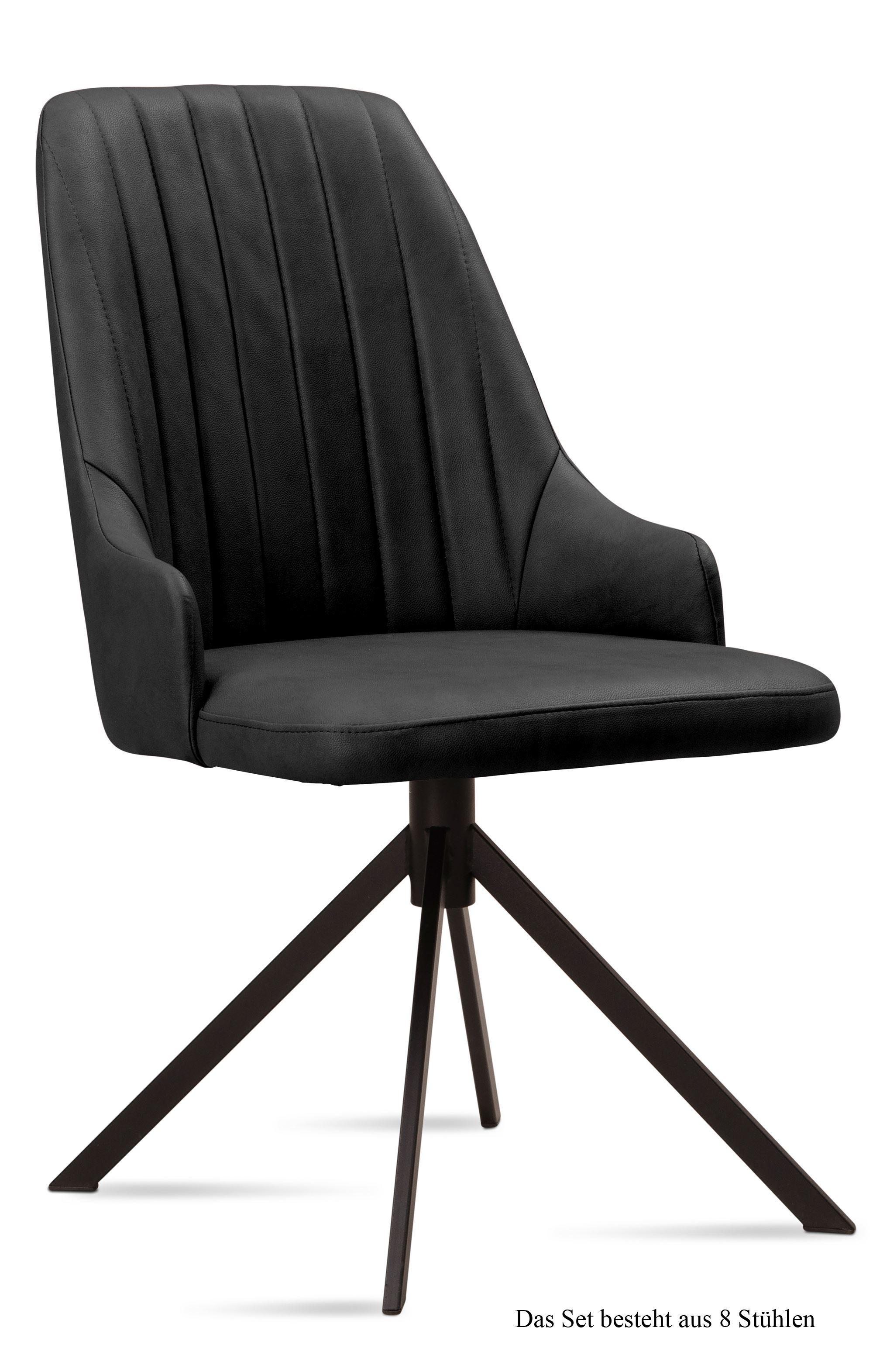 ESSZIMMERSTUHL (8er-Set) Dunya 52x91x60 Schwarz/Anthrazit - Anthrazit/Schwarz, Kunststoff (60/91/52cm) - 58aufmkessel