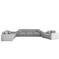 SOFASET Celes Premium 3-2-1 In Artico - Hellgrau, Holzwerkstoff/Textil (218/73/90cm) - Fun Möbel