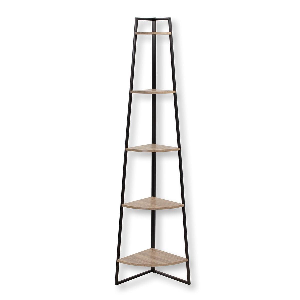 ECKREGAL mit 5 Etagen im Holzdekor H180 cm - Colorado - Schwarz, Holzwerkstoff (36/180/184cm) - Calicosy
