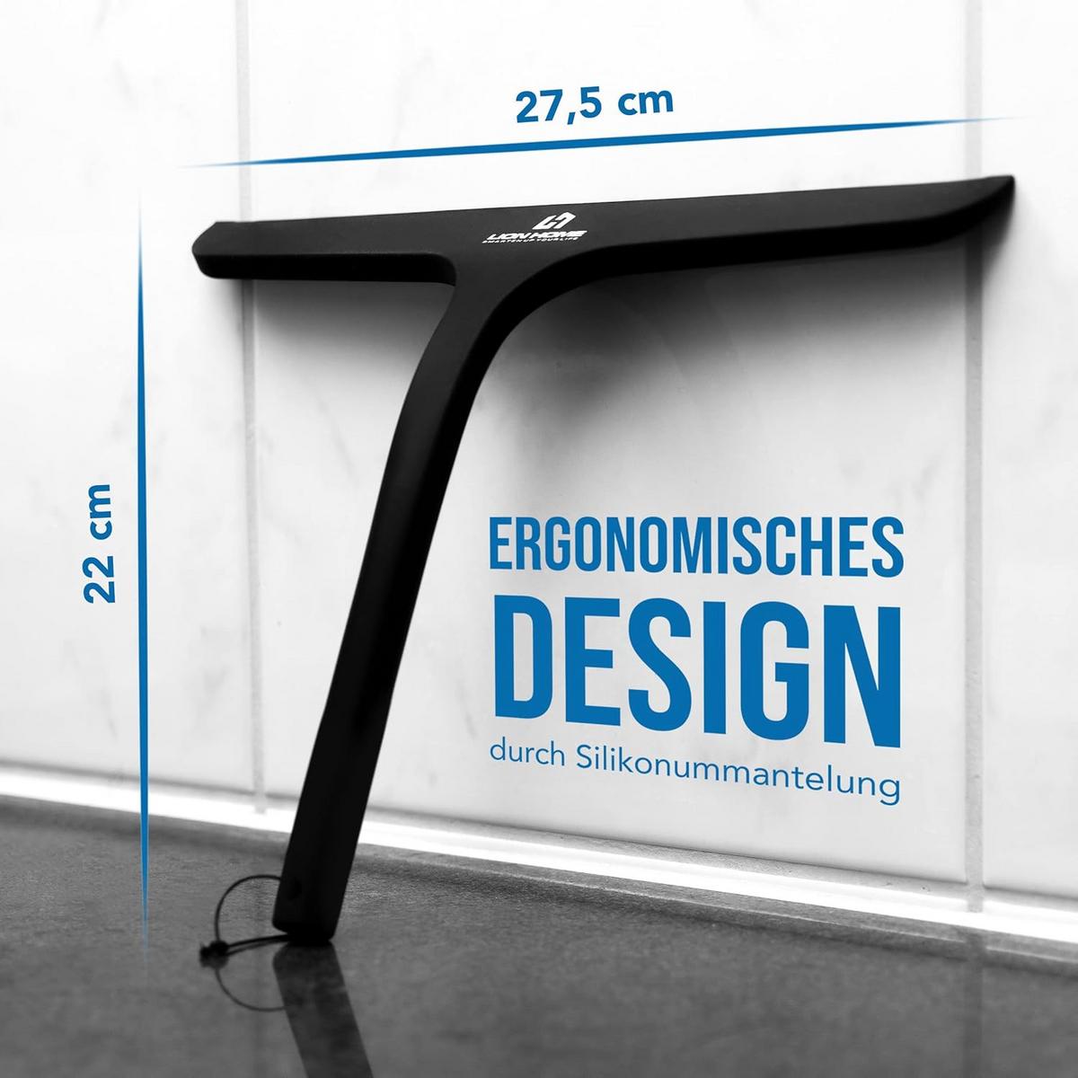 DUSCHABZIEHER 27,5x22cm - Schwarz, Kunststoff/Textil (27/22/2cm) - Lion Home Sports