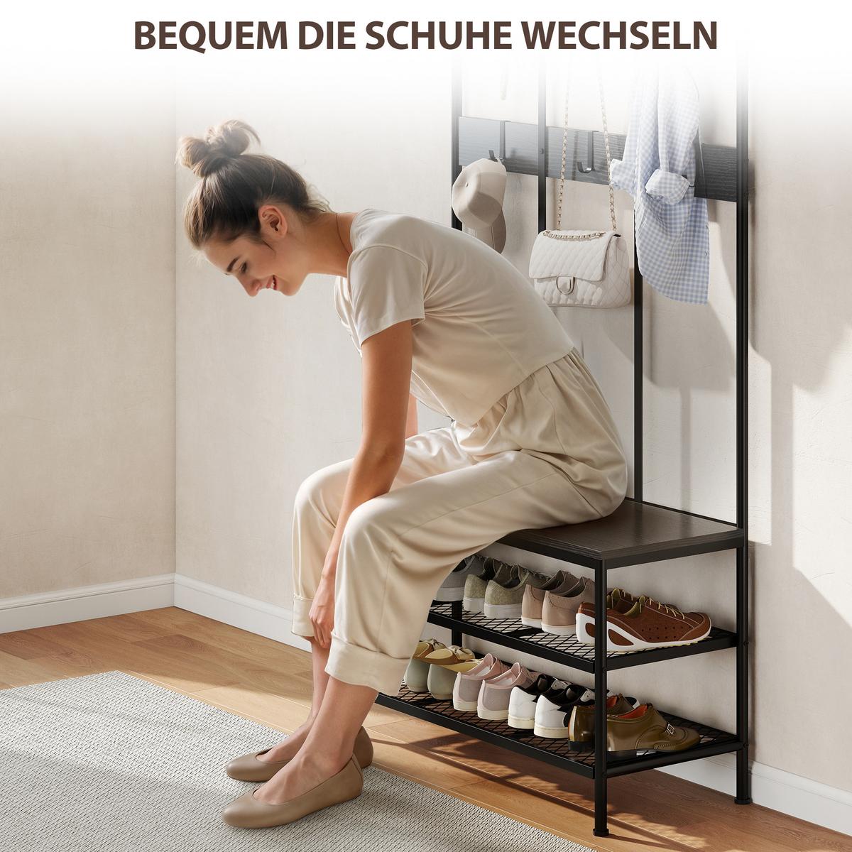 GARDEROBENSTÄNDER Metall Spanplatte Schwarz - Schwarz, Holzwerkstoff/Metall (36/180/91cm) - HOMCOM