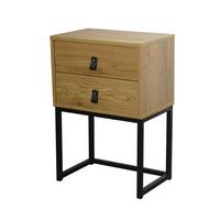 NACHTTISCH mit 2 Schubladen und Metallbeinen in Eichenoptik - Eschefarben, Holzwerkstoff (46/65.5/46cm) - Calicosy
