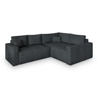 ECKSOFA ERONIS R-S Graphitfarben Kordstoff mit Schlaffunktion - Graphitfarben, Holz (265/194cm) - MASSENO