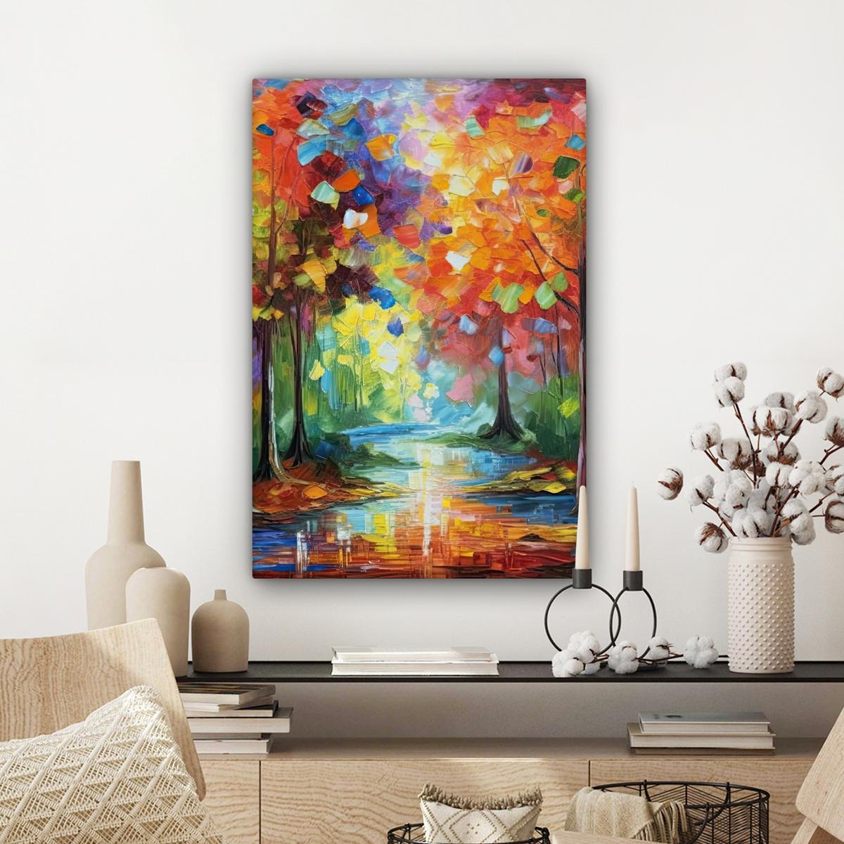 LEINWANDBILD Landschaft - Wald - Farben - Natur Wanddeko 40x60 cm - Multicolor, Textil (40/60cm) - MuchoWow