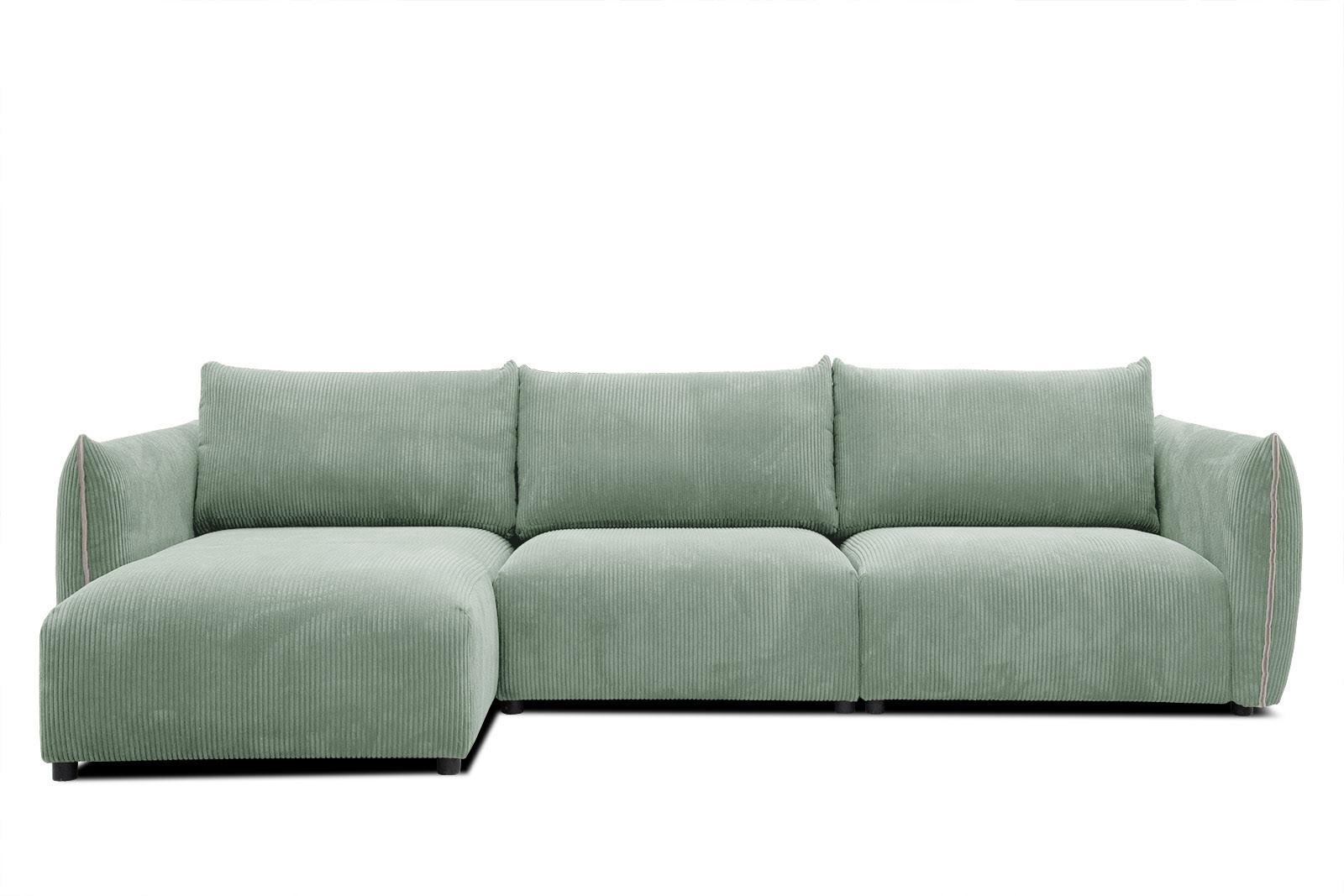 ECKSOFA TAUER 5-Sitzer, mintgrün - Schwarz/Mintgrün, Holzwerkstoff/Kunststoff (173/294cm) - Wozimo