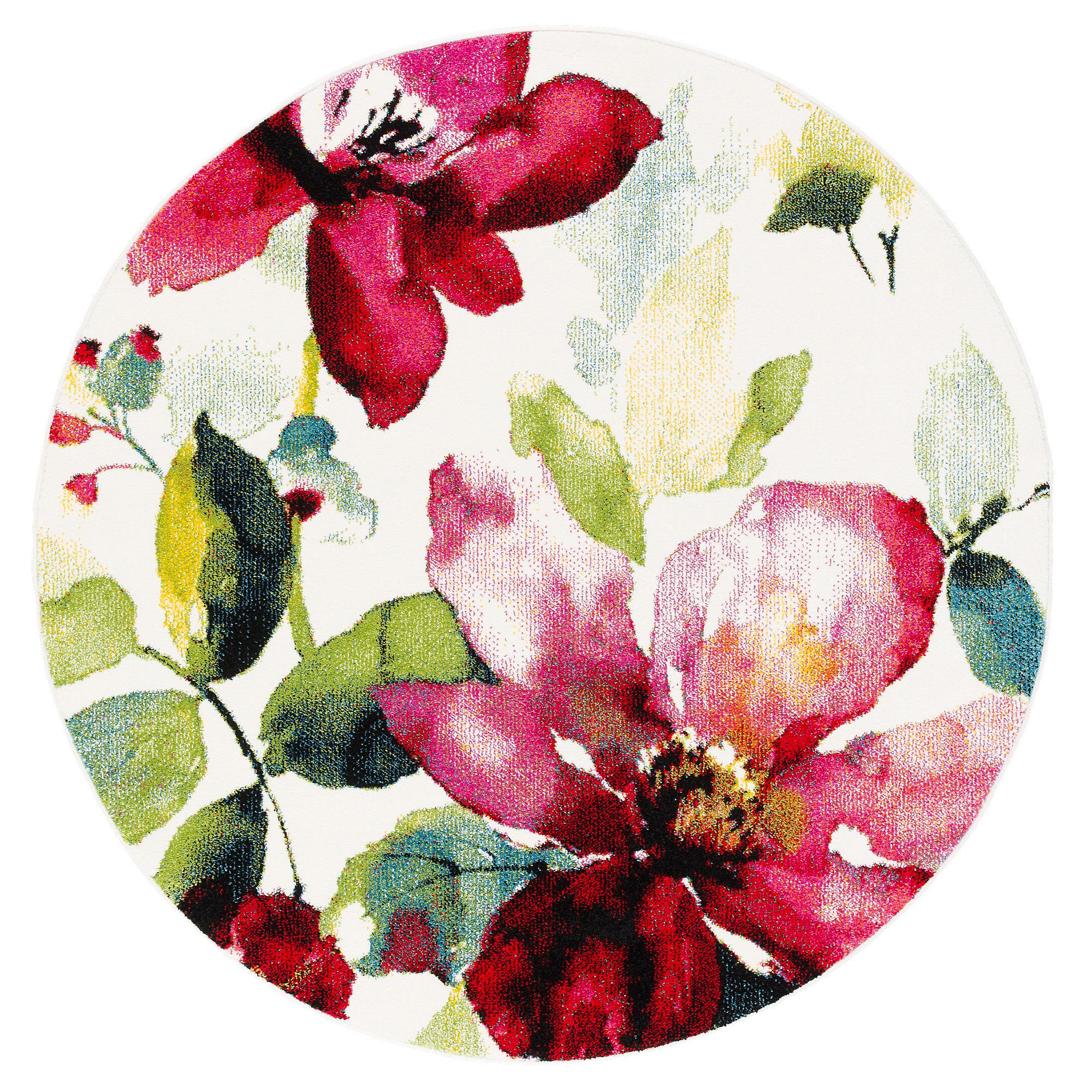 DESIGNER TEPPICH BRILLIANT BLUMEN RUND - Rosa, Textil (120/120cm) - Pergamon