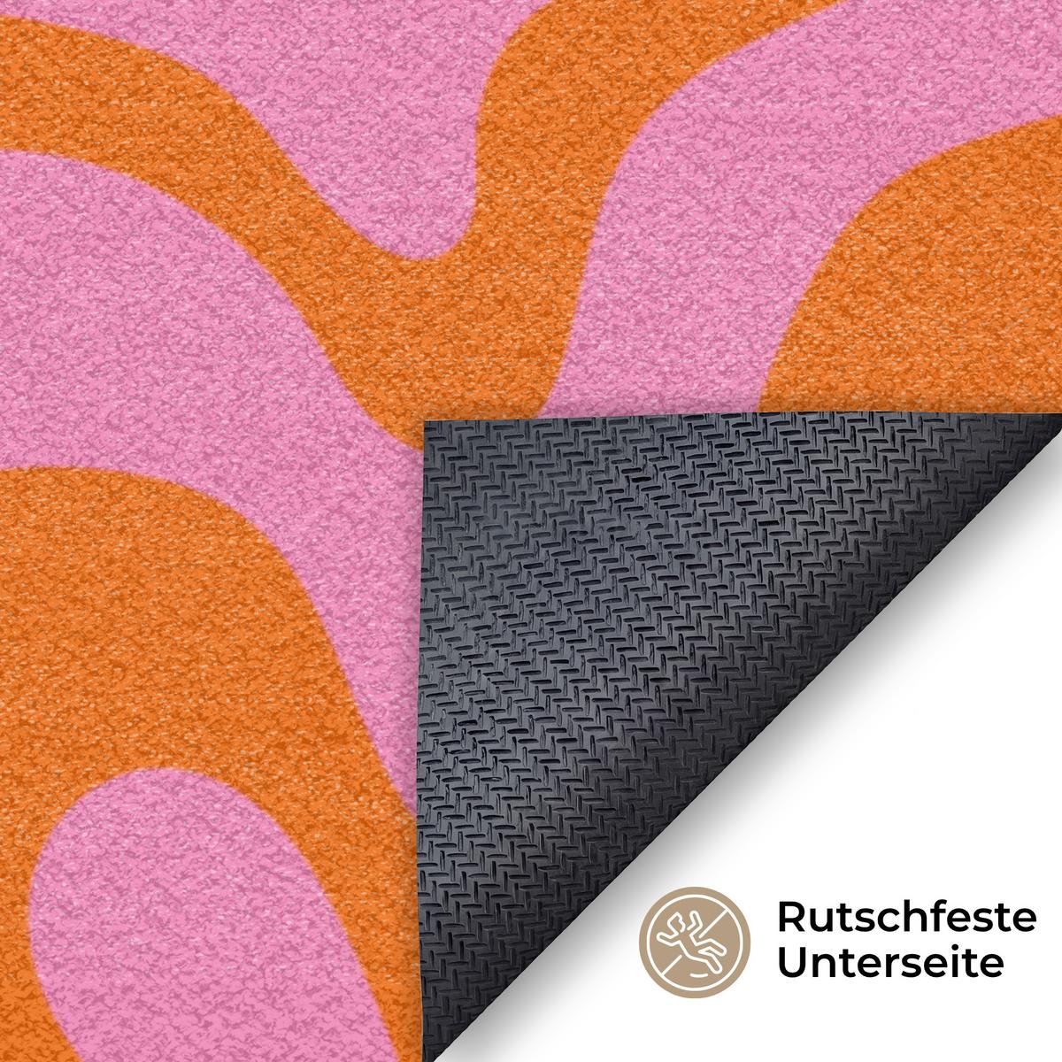 FUSSMATTE Muster - Rosa - Orange - Abstrakt - Modern Türmatte 150x90 cm - Pink, Kunststoff (150/0.4cm) - MuchoWow