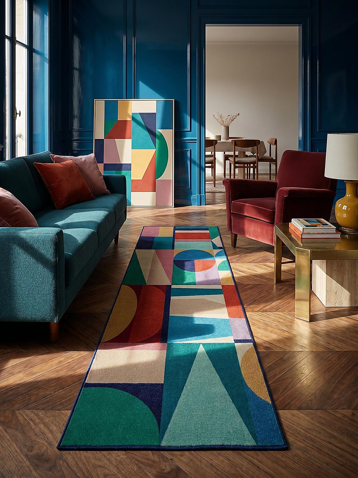 WOLLTEPPICH DAHLIA, geometrisch, aus Wolle, Bunt, 80 x 300 cm - Multicolor, Textil (300/80cm) - KADIMA DESIGN