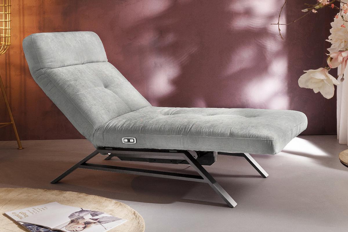 LIEGE MIT MOTORISCHER RELAXFUNKTION AMERIVA Silber Velvet Relaxfunktion - Silberfarben, Textil (80/110/158cm) - KAWOLA