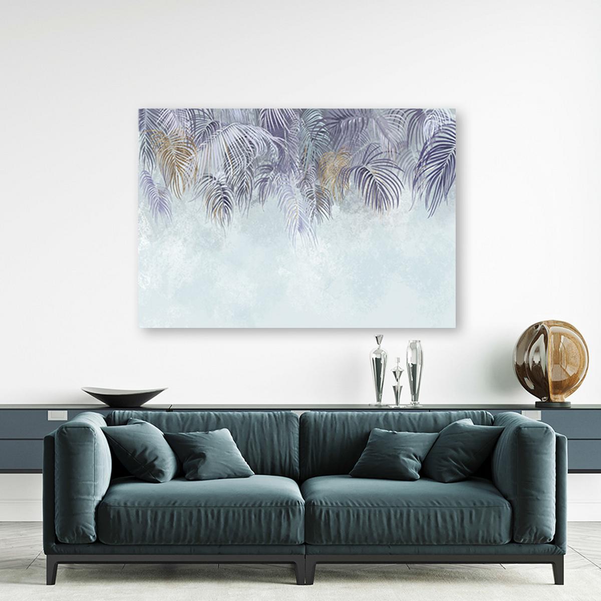 WANDBILD palmenblätter - Lila, Textil (60/40cm) - Feeby