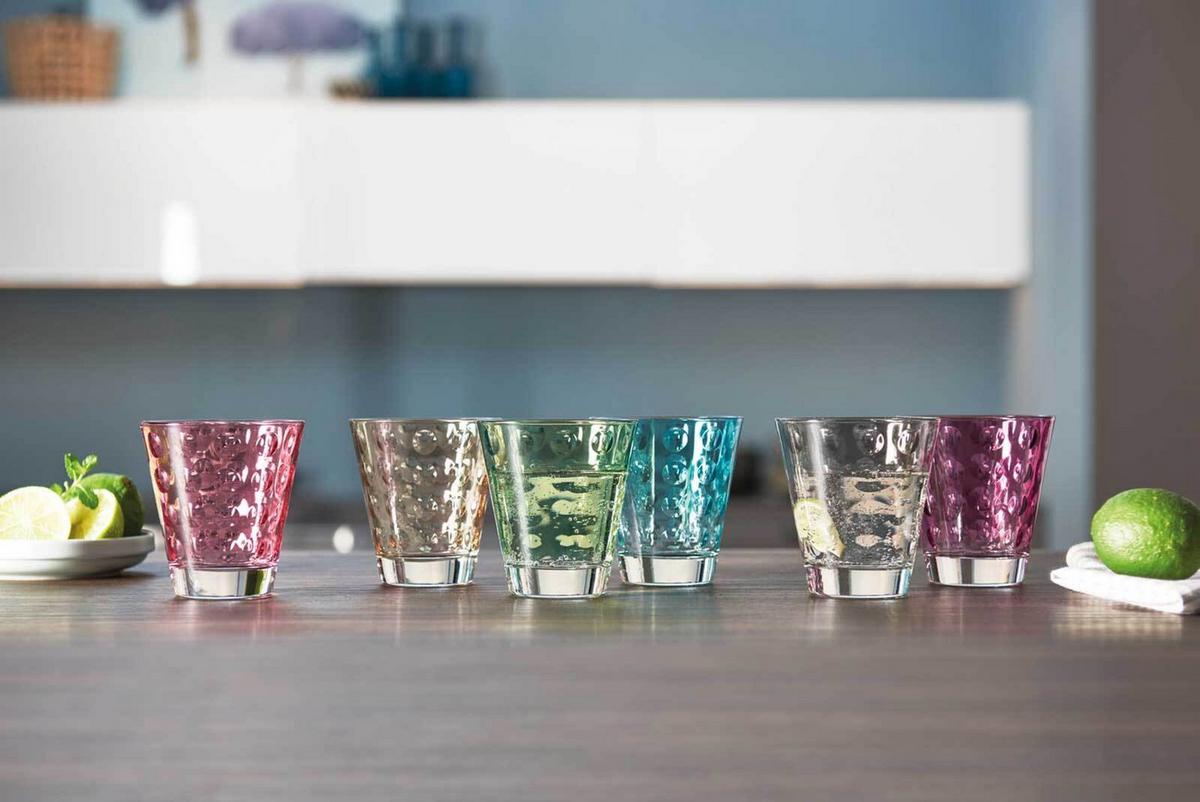 TRINKGLÄSER Optic bunt 215 ml 6er Set - Multicolor, Glas (0.22L) - Leonardo Living