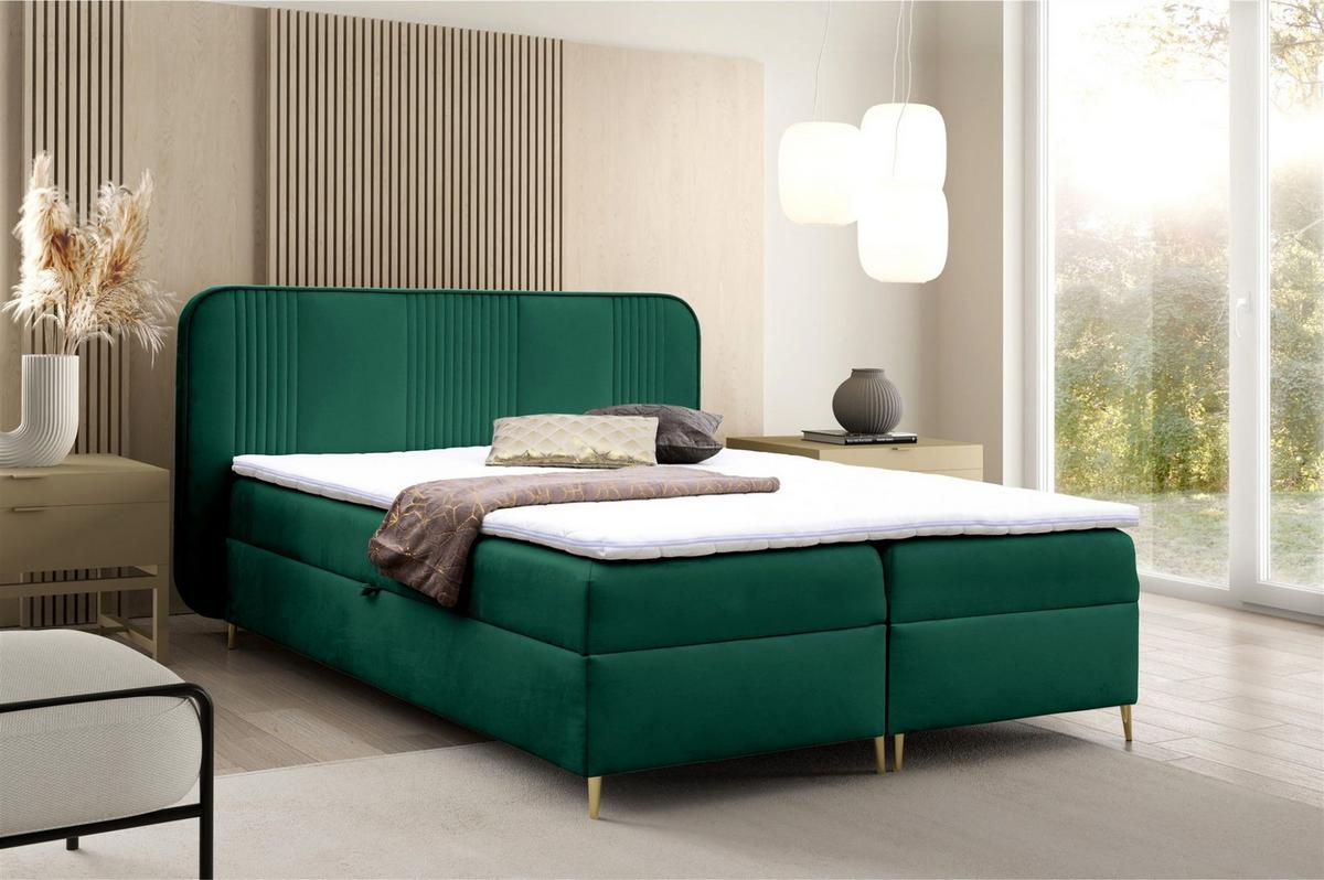 BOXBETT Avery Premium überlänge - Grün, Holzwerkstoff/Textil (160/220cm) - Fun Möbel