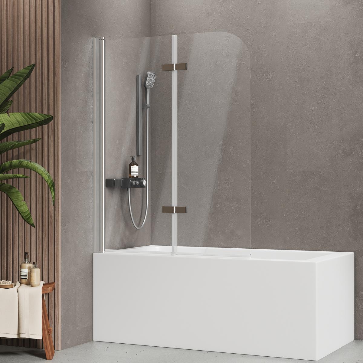 BADEWANNENAUFSATZ 2-teilig faltbar 110/140 cm - Transparent, Glas (110/140cm) - EMKE