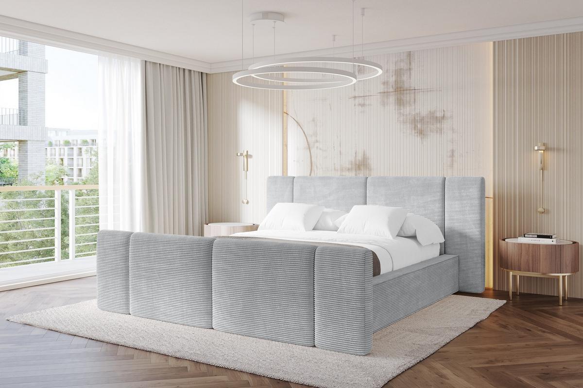 POLSTERBETT mit Bettkasten, Fußteil und Lattenrost, Bett mit Matratze H3/H4 - RIVO-Z 180x200 Grau - Anthrazit, Holzwerkstoff/Textil (180/200cm) - ALTDECOR