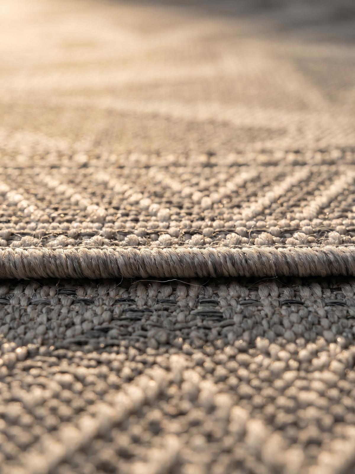 TEPPICH Outdoor VENTOUX in Grau, im Ethno-Stil, Ø 120 cm - Grau, Textil (120/120cm) - KADIMA DESIGN