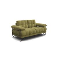 SOFA BUBBARA 2-Sitzer, olivgrün - Schwarz/Olivgrün, Holz/Textil (185/87/96cm) - Wozimo