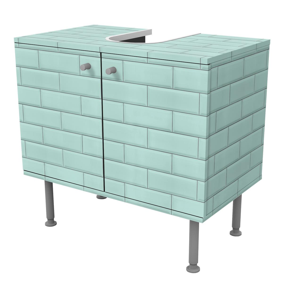WASCHBECKENUNTERSCHRANK Keramikfliesen türkis 60/55/35 cm - Türkis, Holzwerkstoff (60/55/35cm) - Bilderwelten
