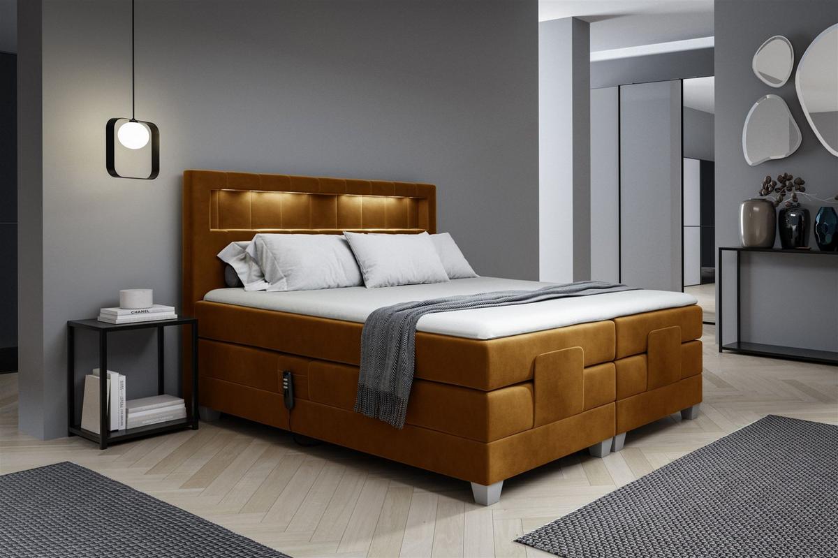 BOXSPRINGBETT Elektrisch Davide - Gelb, Holzwerkstoff/Textil (200/200cm) - Fun Möbel