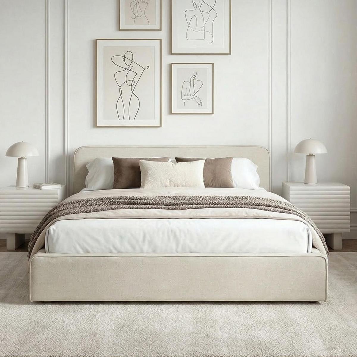 POLSTERBETT MARINI 140X200 CM - Creme, Textil (140/200cm) - IDIMEX