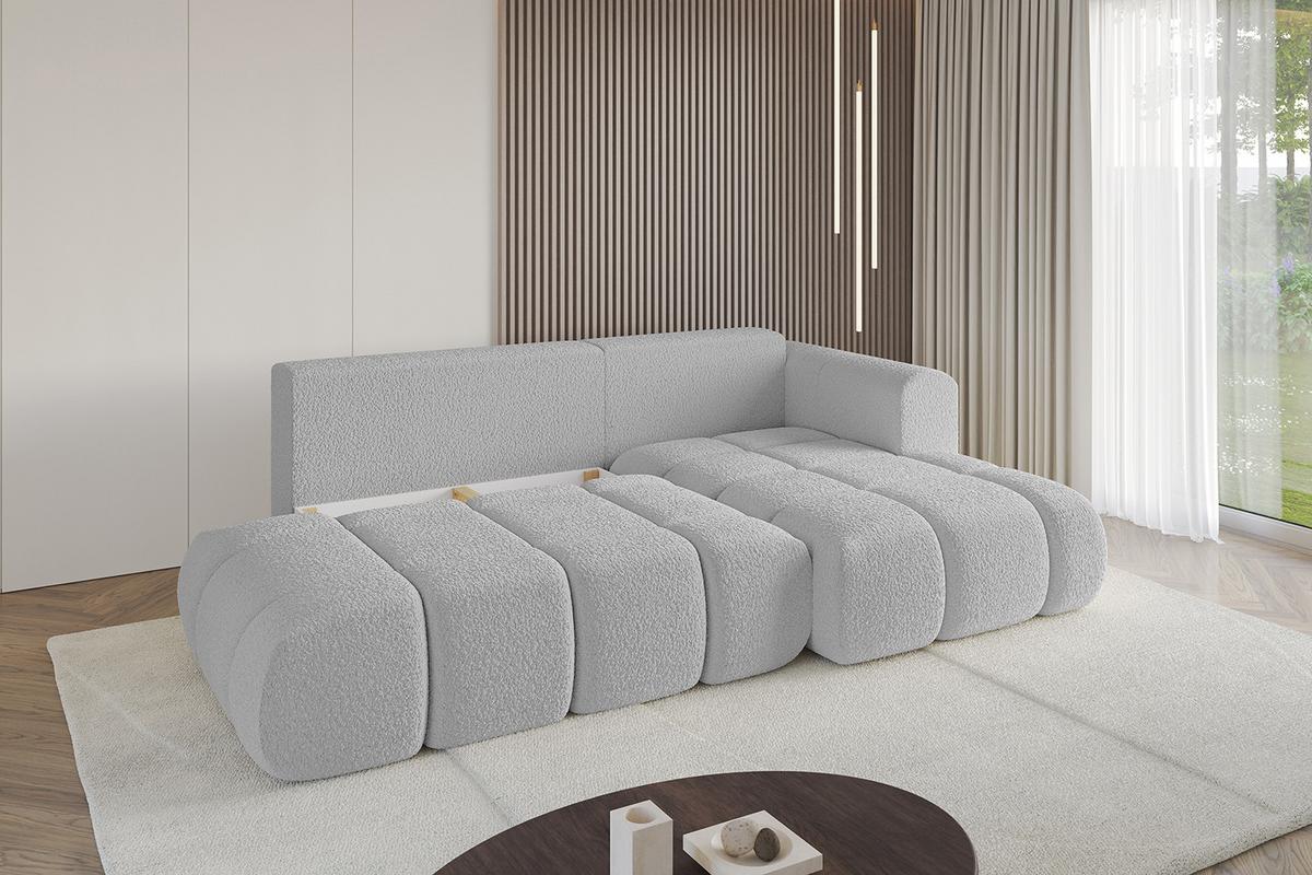 ECKSOFA Ottomane Rechts CLOUD-L-v1 280x185x90 Hellgrau Bouclé - Hellgrau, Holzwerkstoff/Kunststoff (185/280cm) - ALTDECOR
