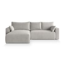 ECKSOFA FORIL P Creme Kordstoff mit Schlaffunktion - Creme/Grau, Holz/Kunststoff (265/178cm) - MASSENO