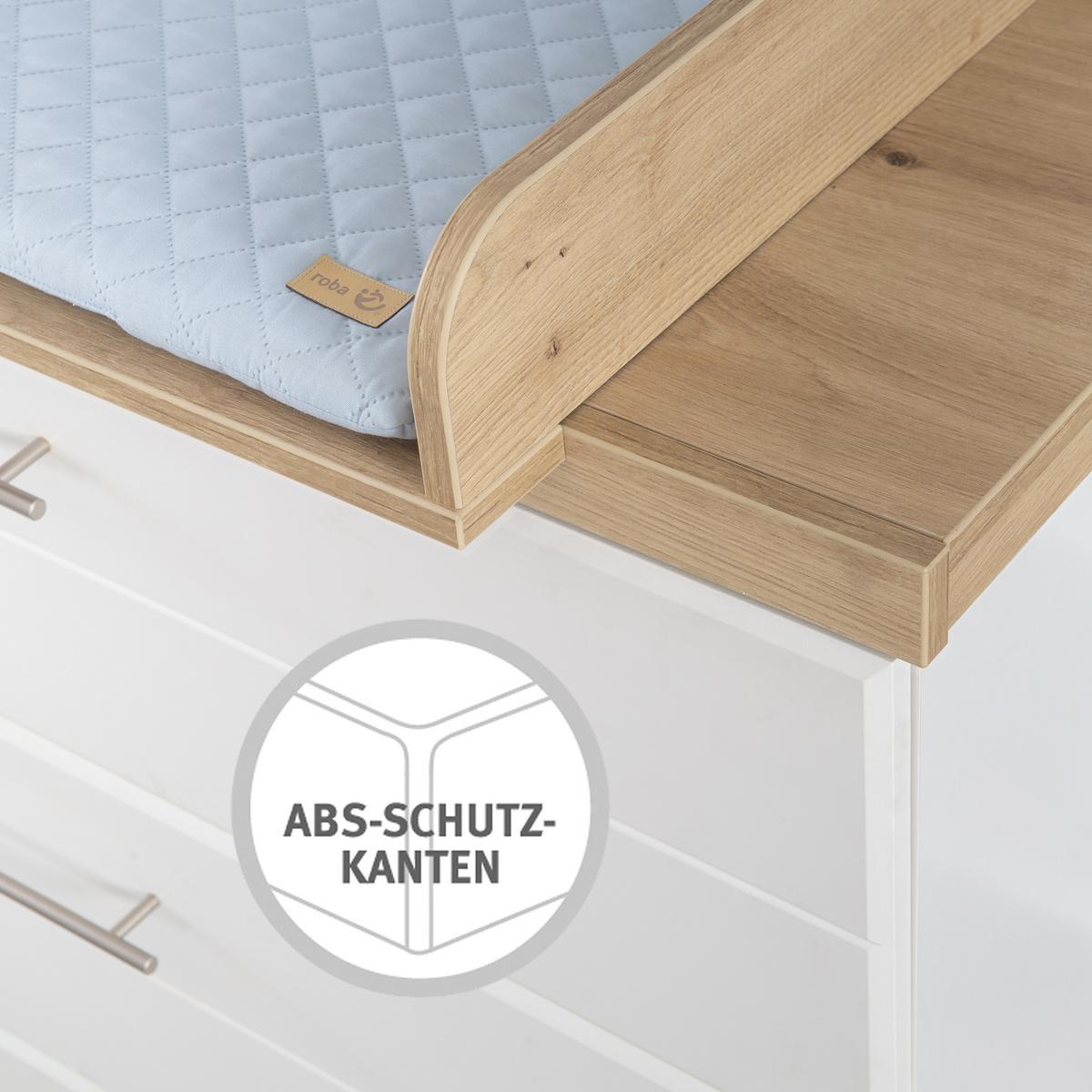 WICKELKOMMODE Nele - Silberfarben/Weiß, Holzwerkstoff/Metall (119/103/77.5cm) - Roba
