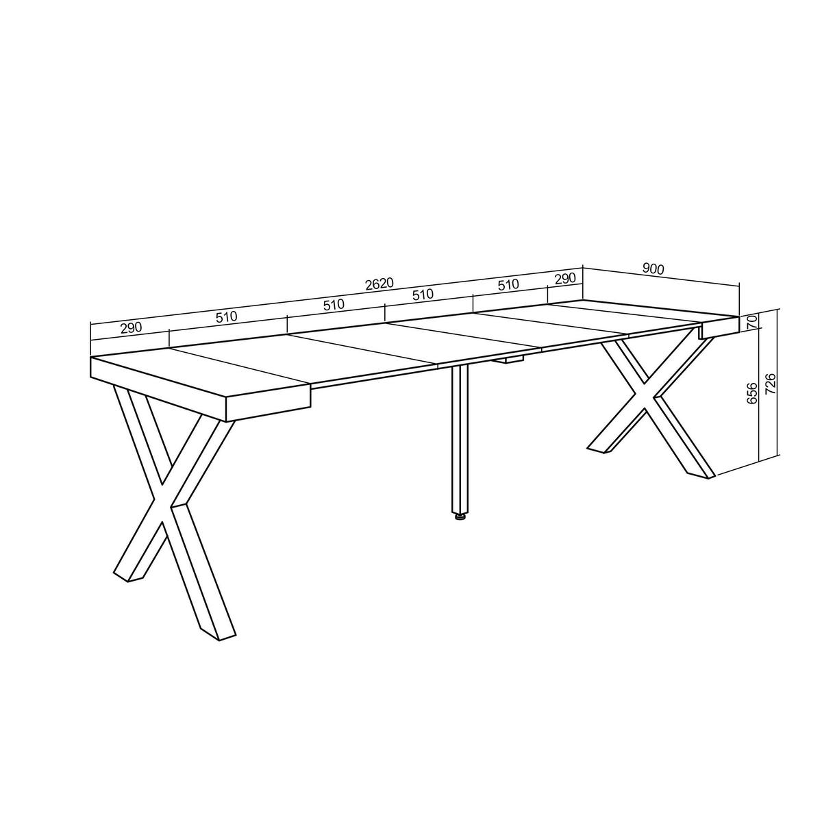 ESSTISCH ausziehbar 58 bis 262cm, für 12 Gäste, schwarz, 58/90/73cm - Schwarz, Holzwerkstoff (90/262/73cm) - Skraut Home