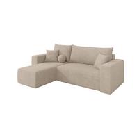 ECKSOFA mit Schlaffunktion Ottomane Links SENO-L 249x139x85 Beige Velours - Schwarz/Sahara, Holzwerkstoff/Kunststoff (249/139cm) - ALTDECOR